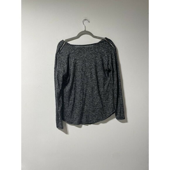 Carmen Marc Valvo Grey Boatneck Zipper Detail Blouse Size Small - Picture 3 of 5